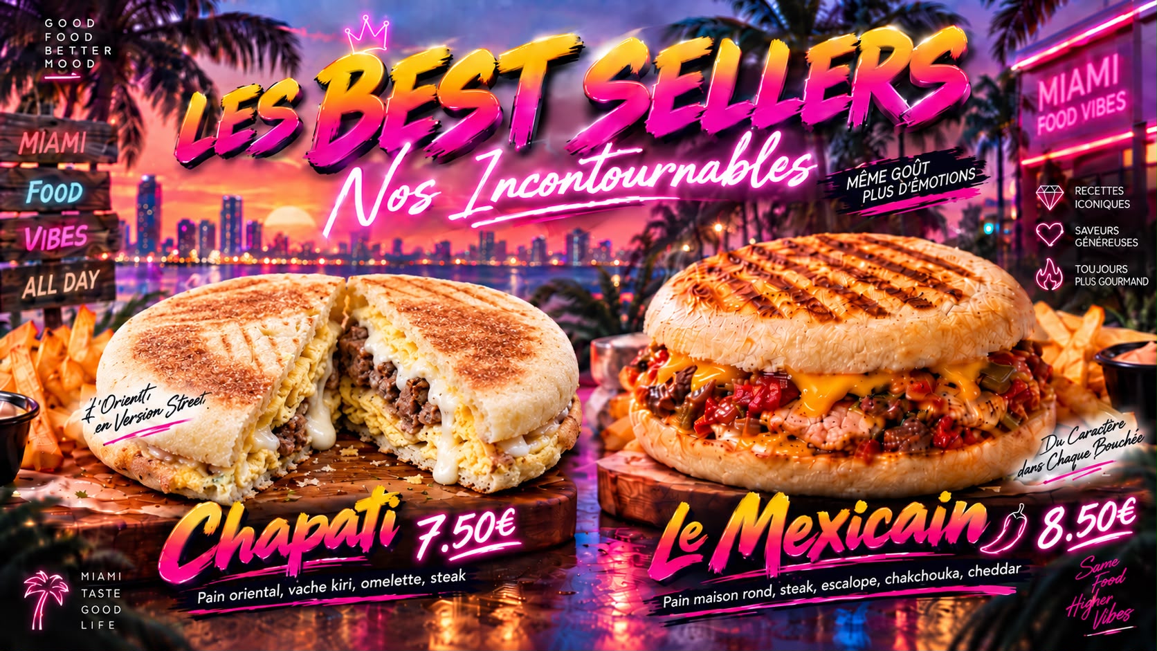 Best sellers 716 : Chapati 7.50€ et Le Mexicain 8.50€