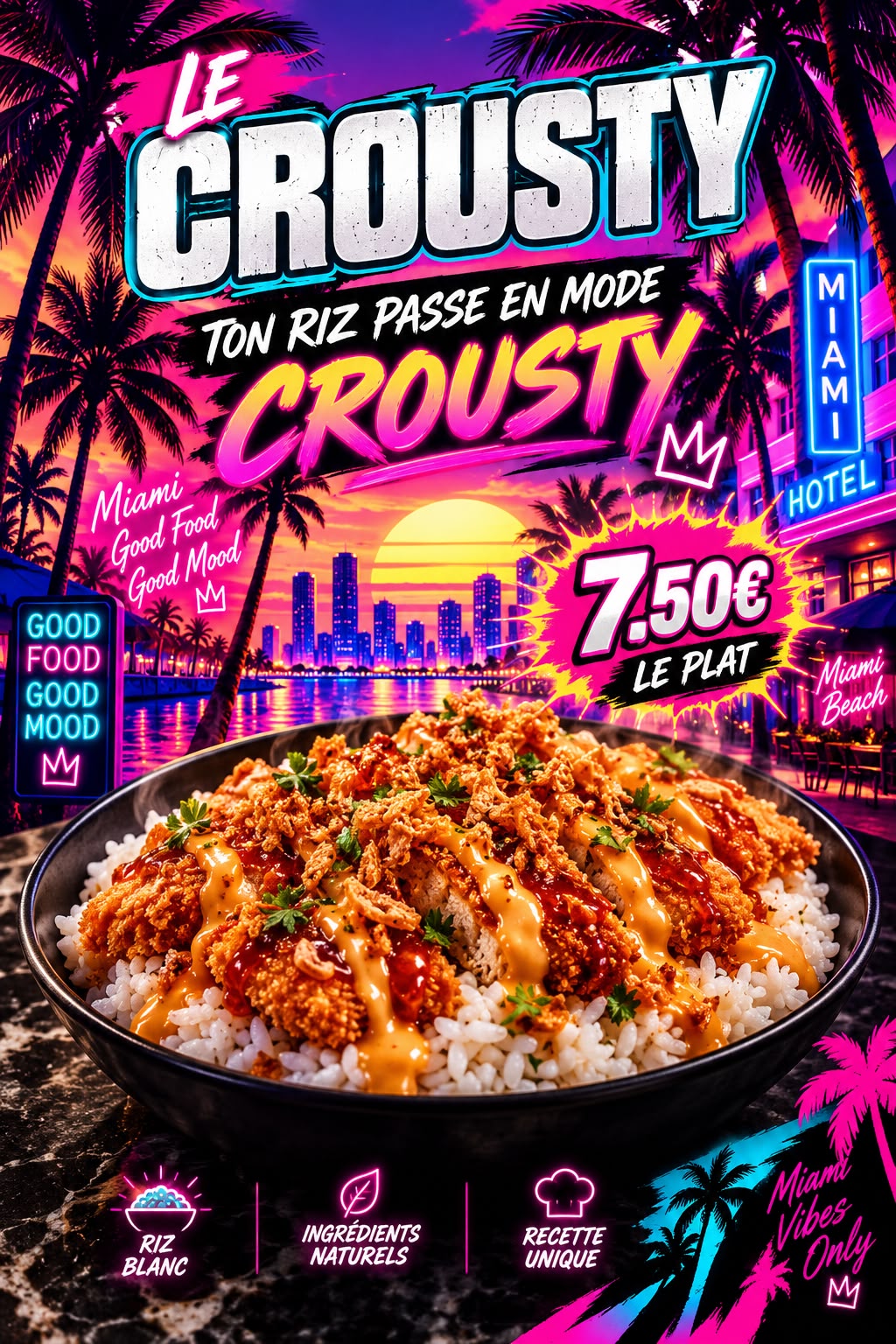 Le Crousty, riz blanc et poulet croustillant
